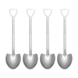 Maxbell Ice Cream Spoon Coffee Spoon Cutlery Shovel Shape Stirring Scoop Flatware point silver