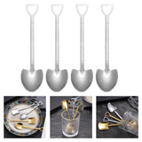 Maxbell Ice Cream Spoon Coffee Spoon Cutlery Shovel Shape Stirring Scoop Flatware point silver