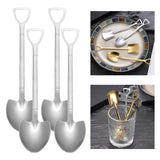 Maxbell Ice Cream Spoon Coffee Spoon Cutlery Shovel Shape Stirring Scoop Flatware point silver