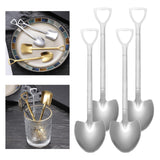 Maxbell Ice Cream Spoon Coffee Spoon Cutlery Shovel Shape Stirring Scoop Flatware point silver