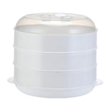 Maxbell Round Microwave Food Steamer BPA Free Heating Steamer White L 3 Tier