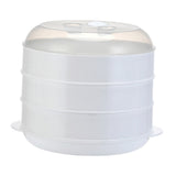 Maxbell Round Microwave Food Steamer BPA Free Heating Steamer White L 3 Tier