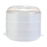 Maxbell Round Microwave Food Steamer BPA Free Heating Steamer White L 3 Tier