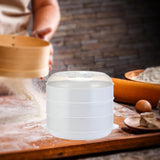 Maxbell Round Microwave Food Steamer BPA Free Heating Steamer White L 3 Tier