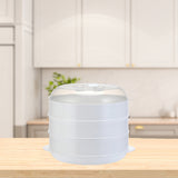 Maxbell Round Microwave Food Steamer BPA Free Heating Steamer White L 3 Tier