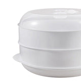 Maxbell Round Microwave Food Steamer BPA Free Heating Steamer White S 2 Tier