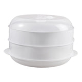 Maxbell Round Microwave Food Steamer BPA Free Heating Steamer White S 2 Tier