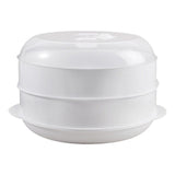 Maxbell Round Microwave Food Steamer BPA Free Heating Steamer White S 2 Tier