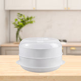 Maxbell Round Microwave Food Steamer BPA Free Heating Steamer White S 2 Tier