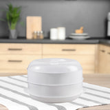 Maxbell Round Microwave Food Steamer BPA Free Heating Steamer White S 2 Tier