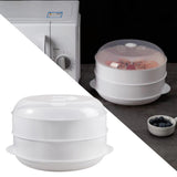 Maxbell Round Microwave Food Steamer BPA Free Heating Steamer White S 2 Tier