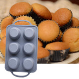 Maxbell 6 Holes Heat Resisting Nonstick Baking Molds Silicone Molds  Grey