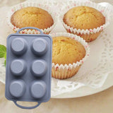 Maxbell 6 Holes Heat Resisting Nonstick Baking Molds Silicone Molds  Grey