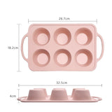 Maxbell 6 Holes Heat Resisting Nonstick Baking Molds Silicone Molds  Pink
