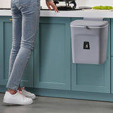 Maxbell  Kitchen Hanging Trash Bin Wall Mounted Waste Bin Plastic Grey