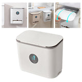 Maxbell 9L Hanging Trash Can with Lid Under Sink Compost Cupboard Office Bathroom White Small