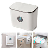 Maxbell 9L Hanging Trash Can with Lid Under Sink Compost Cupboard Office Bathroom White Small