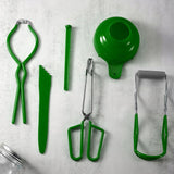Maxbell 6pcs Canning Clip Kit Non Slip Food Tongs Jar Lifter Funnel Measurer Green