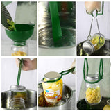 Maxbell 6pcs Canning Clip Kit Non Slip Food Tongs Jar Lifter Funnel Measurer Green
