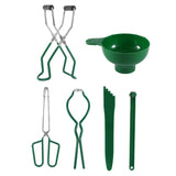 Maxbell 6pcs Canning Clip Kit Non Slip Food Tongs Jar Lifter Funnel Measurer Green