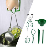 Maxbell 6pcs Canning Clip Kit Non Slip Food Tongs Jar Lifter Funnel Measurer Green