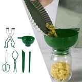 Maxbell 6pcs Canning Clip Kit Non Slip Food Tongs Jar Lifter Funnel Measurer Green