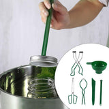 Maxbell 6pcs Canning Clip Kit Non Slip Food Tongs Jar Lifter Funnel Measurer Green