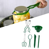 Maxbell 6pcs Canning Clip Kit Non Slip Food Tongs Jar Lifter Funnel Measurer Green