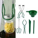 Maxbell 6pcs Canning Clip Kit Non Slip Food Tongs Jar Lifter Funnel Measurer Green
