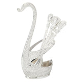 Maxbell Alloy Creative Dinnerware Sets, Decorative Swan Base Holder with 6 Spoons silver