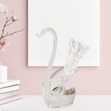 Maxbell Alloy Creative Dinnerware Sets, Decorative Swan Base Holder with 6 Spoons silver