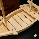 Maxbell Japanese Cuisine Sashimi Boat Plate Wooden Serving Tray for Restaurant White Wooden