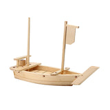 Maxbell Japanese Cuisine Sashimi Boat Plate Wooden Serving Tray for Restaurant White Wooden