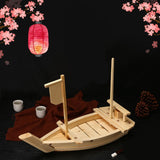 Maxbell Japanese Cuisine Sashimi Boat Plate Wooden Serving Tray for Restaurant White Wooden