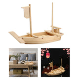 Maxbell Japanese Cuisine Sashimi Boat Plate Wooden Serving Tray for Restaurant White Wooden