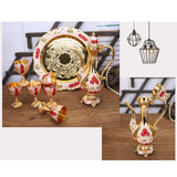 Maxbell 8 PCS European Style Wine Decanter Set With Cups And Tray Gold White Red