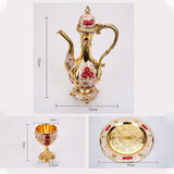 Maxbell 8 PCS European Style Wine Decanter Set With Cups And Tray Gold White Red