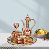 Maxbell 8 PCS European Style Wine Decanter Set With Cups And Tray Gold White Red