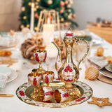 Maxbell 8 PCS European Style Wine Decanter Set With Cups And Tray Gold White Red