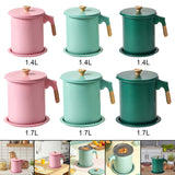 Maxbell Oil Filter Pot Handle Stainless Steel Strainer for Cooking 1.4L Pink