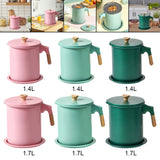 Maxbell Oil Filter Pot Handle Stainless Steel Strainer for Cooking 1.4L Pink
