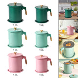 Maxbell Oil Filter Pot Handle Stainless Steel Strainer for Cooking 1.4L Pink
