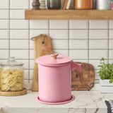 Maxbell Oil Filter Pot Handle Stainless Steel Strainer for Cooking 1.4L Pink