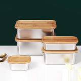 Maxbell 304 Stainless Steel Butter Box Japanese Style Bento Box Bamboo Cover 1000ml