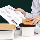 Maxbell 304 Stainless Steel Butter Box Japanese Style Bento Box Bamboo Cover 1000ml