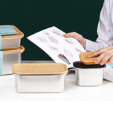 Maxbell 304 Stainless Steel Butter Box Japanese Style Bento Box Bamboo Cover 1000ml