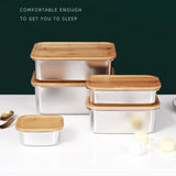 Maxbell 304 Stainless Steel Butter Box Japanese Style Bento Box Bamboo Cover 1000ml
