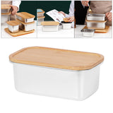 Maxbell 304 Stainless Steel Butter Box Japanese Style Bento Box Bamboo Cover 1000ml