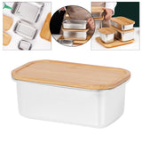 Maxbell 304 Stainless Steel Butter Box Japanese Style Bento Box Bamboo Cover 1000ml
