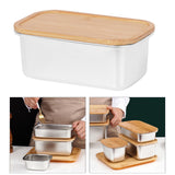 Maxbell 304 Stainless Steel Butter Box Japanese Style Bento Box Bamboo Cover 1000ml